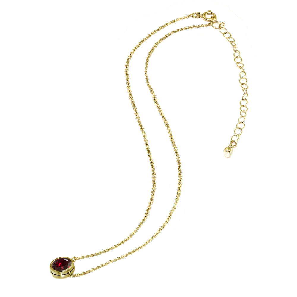 Gold Flash Sterling Silver Created Ruby 6mm Round Bezel-Set Dainty Choker Necklace-3