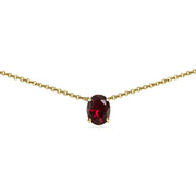 Yellow Gold Flashed Sterling Silver Created Ruby 7x5mm Oval Dainty Choker Necklace