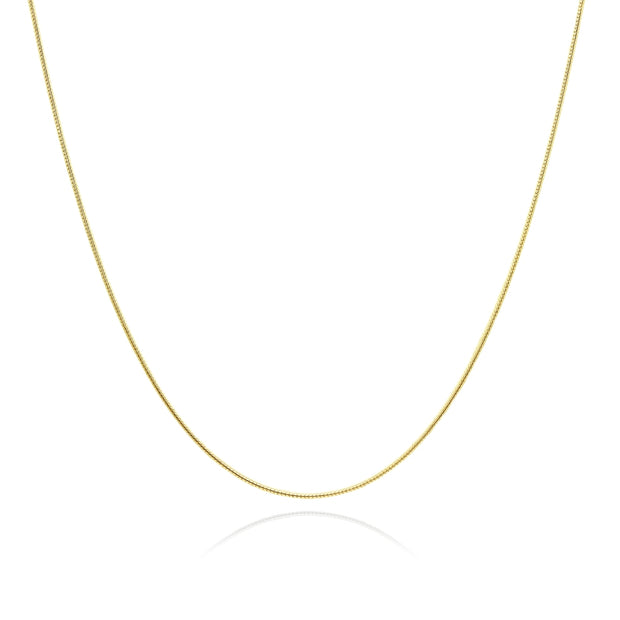 Yellow Gold Flashed Sterling Silver Italian .75mm Snake Chain Necklace, 16 Inches