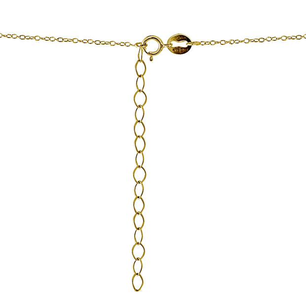 Yellow Gold Flashed Sterling Silver Cubic Zirconia Round Circle Pave Dainty Choker Necklace