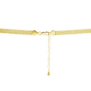 Yellow Gold Flashed Sterling Silver Polished Curved Bar Tube Clavicle Mesh Chain Necklace