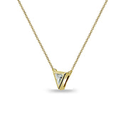 Yellow Gold Flashed Sterling Silver 6mm Triangle-Cut Bezel-Set Solitaire Choker Necklace Made with Swarovski Zirconia