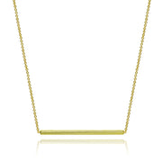 Yellow Gold Flashed Sterling Silver Polished Horizontal Bar Simple Minimalist Dainty Necklace