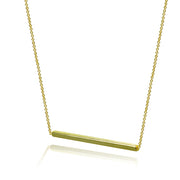Yellow Gold Flashed Sterling Silver Polished Horizontal Bar Simple Minimalist Dainty Necklace