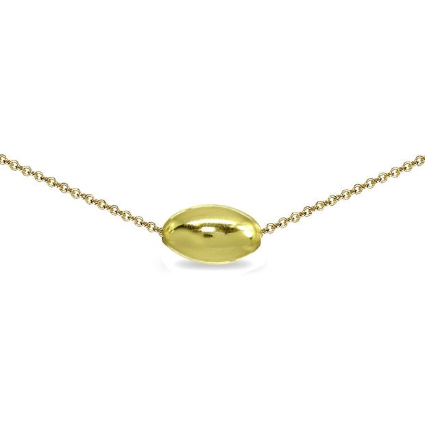 Yellow Gold Flashed Sterling Silver Polished Oval Bead Dainty Slide Necklace