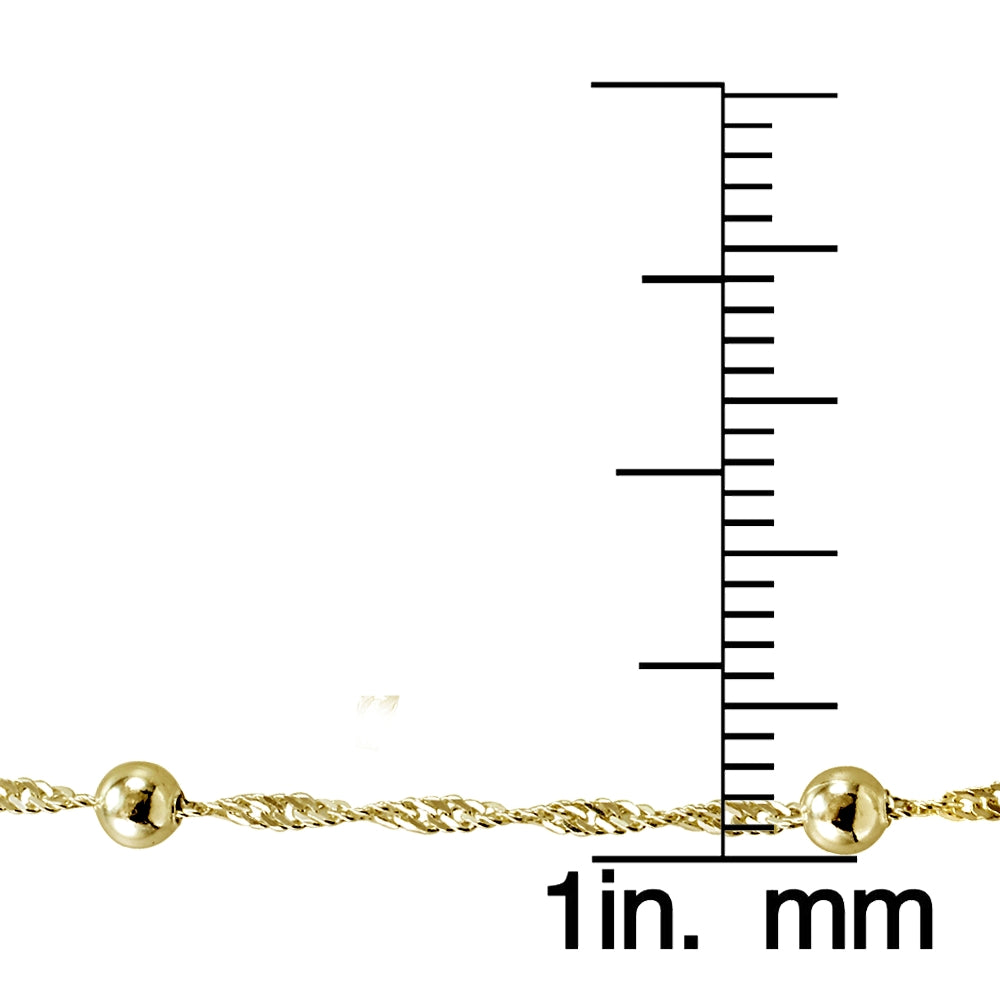 Gold Tone over Sterling Silver Italian Diamond-Cut Chain Necklace with Beads 24-Inches-4