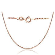 Rose Gold Tone over Sterling Silver Italian 1.45mm Box Chain Necklace 24 Inches