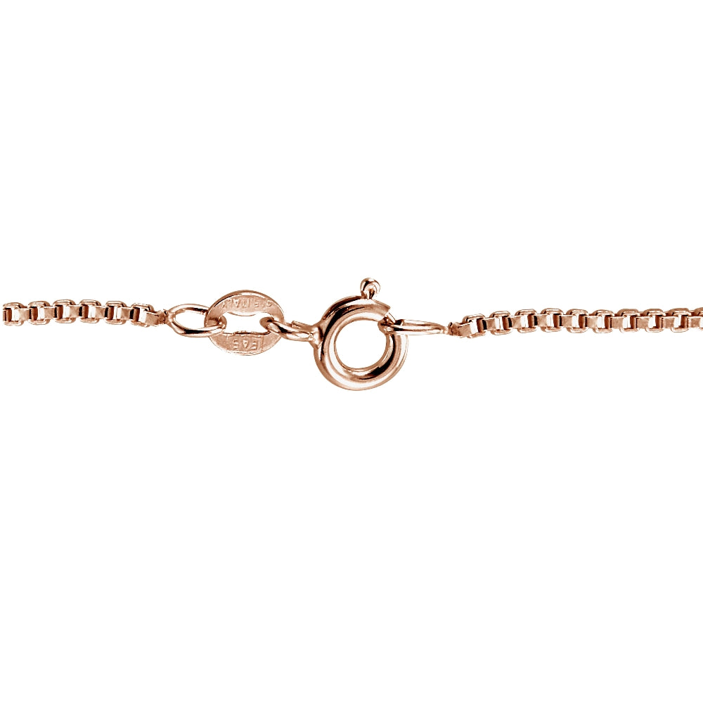 Rose Gold Tone over Sterling Silver Italian 1.45mm Box Chain Necklace 24 Inches-2