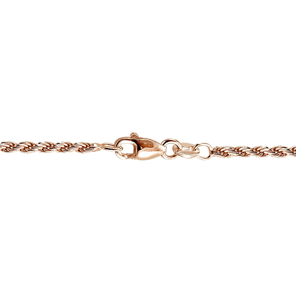 Rose Gold Tone over Sterling Silver Italian 2mm Rope Chain Necklace for Pendants 24 Inches-2