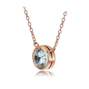 Rose Gold Tone over Sterling Silver Bezel-Set Cubic Zirconia Round Solitaire Necklace