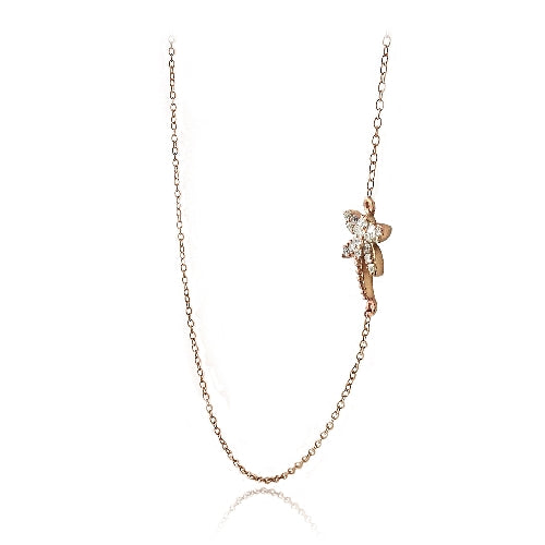 Rose Gold Tone over Sterling Silver CZ Palm Tree Chain Necklace-2
