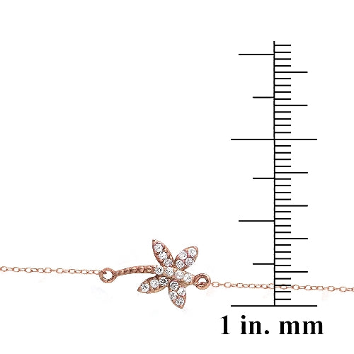 Rose Gold Tone over Sterling Silver CZ Palm Tree Chain Necklace-3