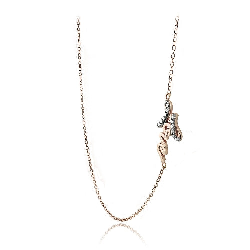Rose Gold Tone over Sterling Silver Diamond Accent Love Chain Necklace-2