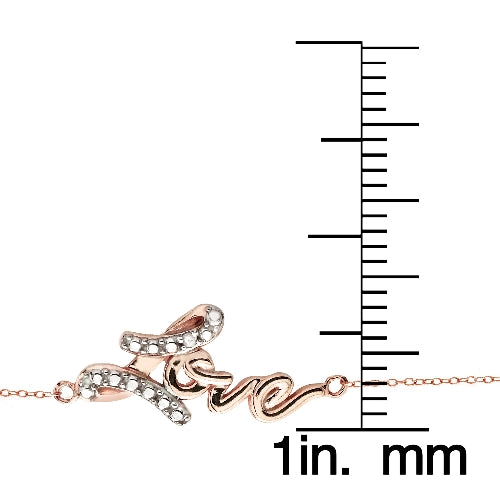 Rose Gold Tone over Sterling Silver Diamond Accent Love Chain Necklace