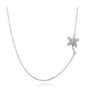 Rose Gold Tone over Sterling Silver Diamond Accent Dragonfly Necklace