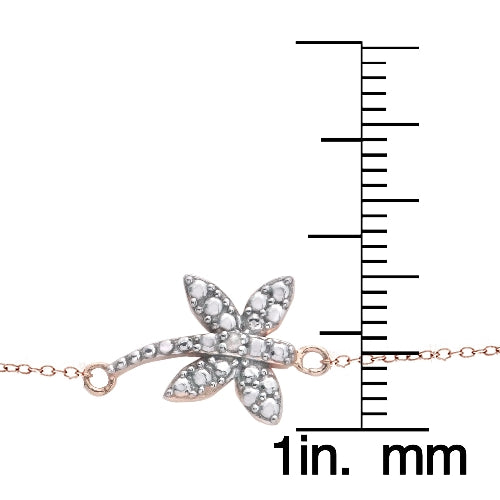 Rose Gold Tone over Sterling Silver Diamond Accent Dragonfly Necklace-3