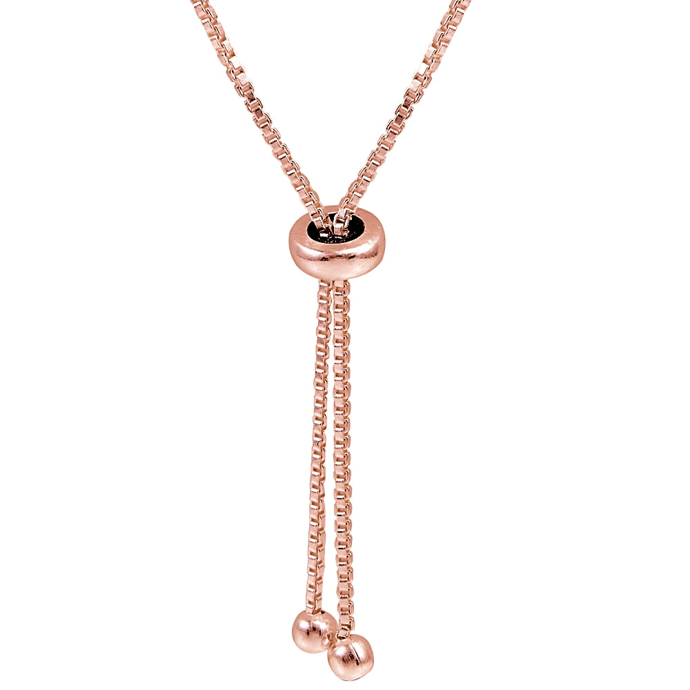 Rose Gold Tone over Sterling Silver Triangle and Bar Adjustable Necklace 24 Inches-2