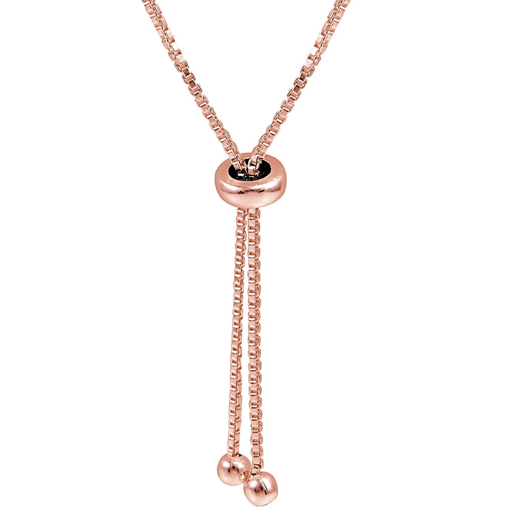 Rose Gold Tone over Sterling Silver Triangle and Bar Adjustable Necklace 24 Inches