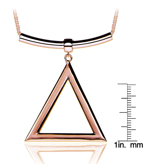 Rose Gold Tone over Sterling Silver Triangle and Bar Adjustable Necklace 24 Inches