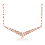 Roe Gold Tone over Sterling Silver Cubic Zirconia V Necklace