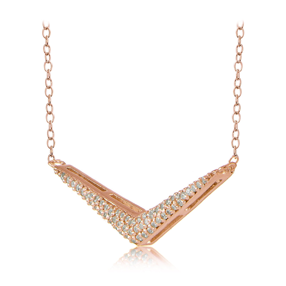 Roe Gold Tone over Sterling Silver Cubic Zirconia V Necklace-2