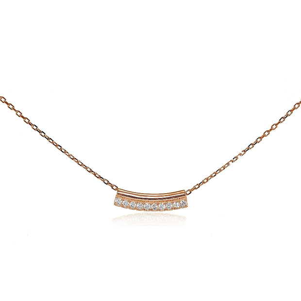 Rose Gold Flashed Sterling Silver Cubic Zirconia Bar Choker Necklace