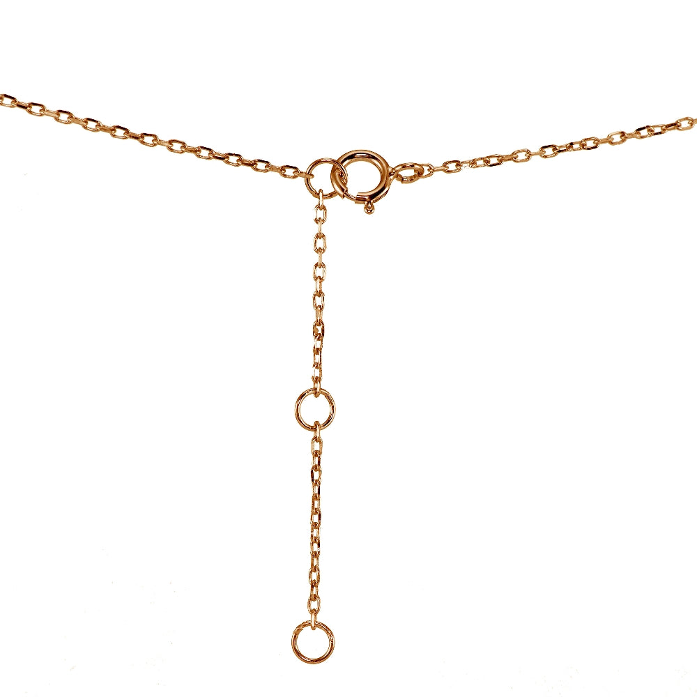 Rose Gold Flashed Sterling Silver Cubic Zirconia Solitaire Choker Necklace-2