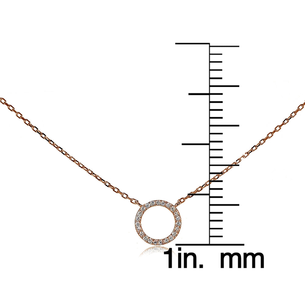 Rose Gold Flashed Sterling Silver Cubic Zirconia Circle Choker Necklace-3