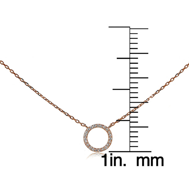 Rose Gold Flashed Sterling Silver Cubic Zirconia Circle Choker Necklace