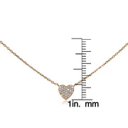 Rose Gold Flashed Sterling Silver Cubic Zirconia Heart Choker Necklace