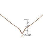 Rose Gold Flashed Sterling Silver Cubic Zirconia "V" Choker Necklace