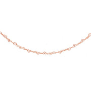 Rose Gold Flashed Sterling Silver 3.5mm Intertwining Hearts Link Chain Choker Necklace