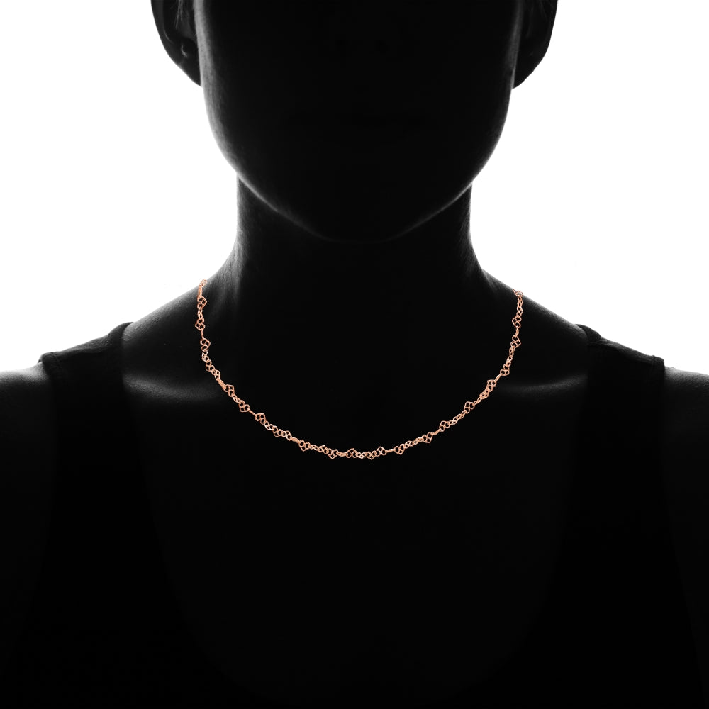 Rose Gold Flashed Sterling Silver 3.5mm Intertwining Hearts Link Chain Necklace, 16 Inches-3