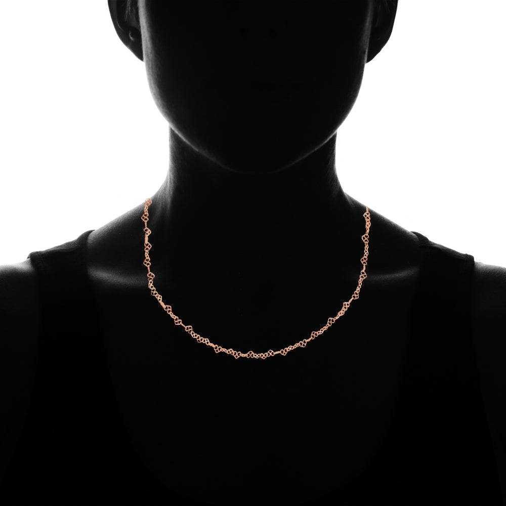 Rose Gold Flashed Sterling Silver 3.5mm Intertwining Hearts Link Chain Necklace, 18 Inches-3