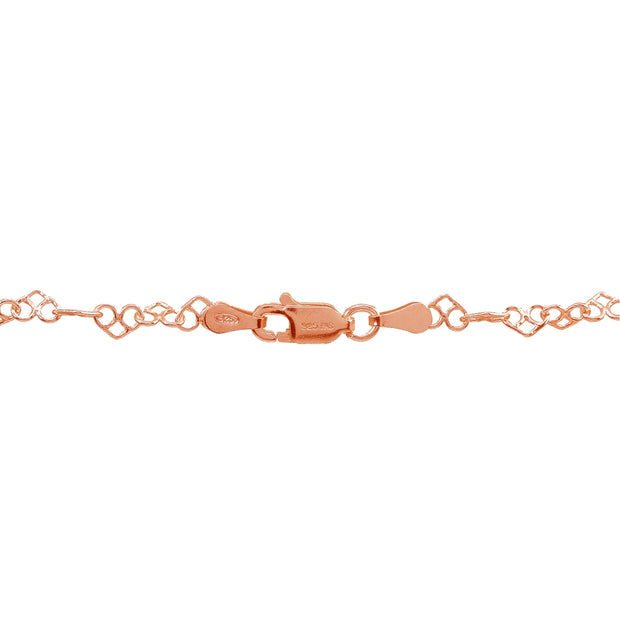 Rose Gold Flashed Sterling Silver 3.5mm Intertwining Hearts Link Chain Necklace, 20 Inches