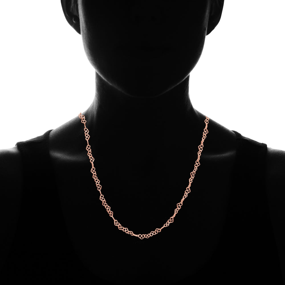 Rose Gold Flashed Sterling Silver 3.5mm Intertwining Hearts Link Chain Necklace, 20 Inches-3
