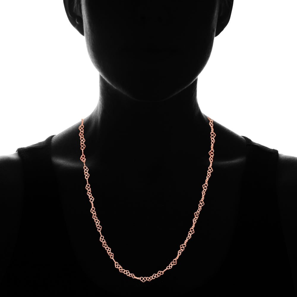 Rose Gold Flashed Sterling Silver 3.5mm Intertwining Hearts Link Chain Necklace, 24 Inches-3