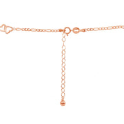 Rose Gold Flashed Sterling Silver Figaro Link Chain with Double Hearts Choker Necklace