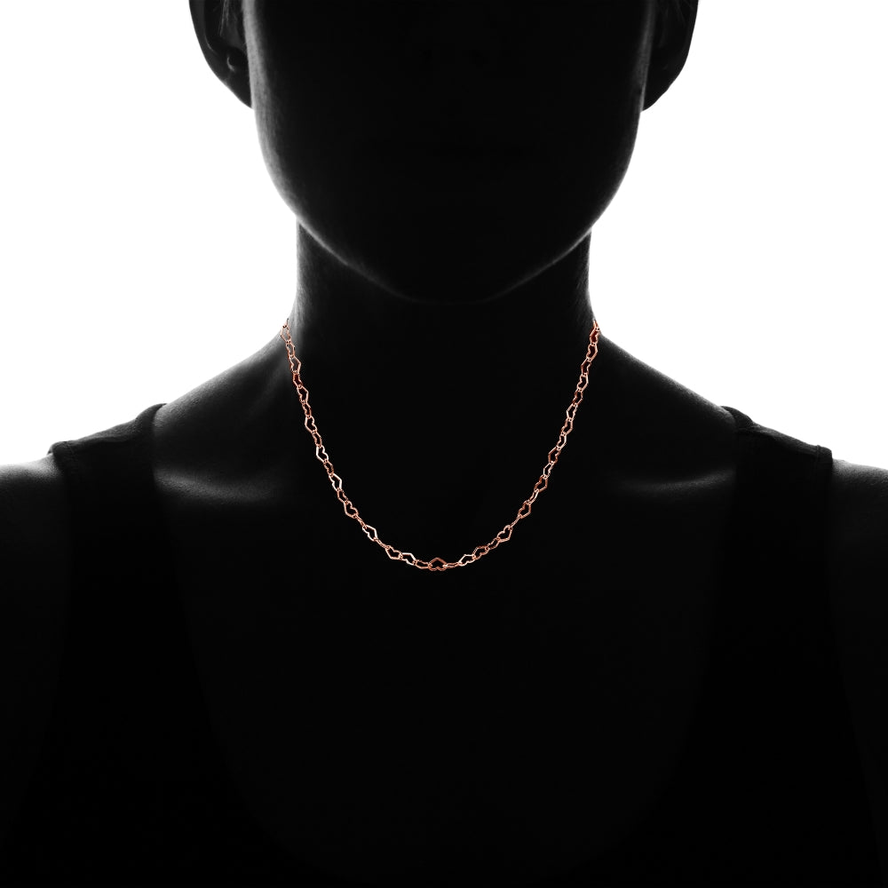 Rose Gold Flashed Sterling Silver Heart Link Chain Necklace, 18 Inches-3