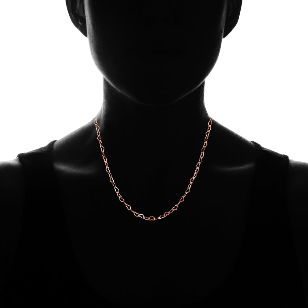 Rose Gold Flashed Sterling Silver Heart Link Chain Necklace, 20 Inches-3