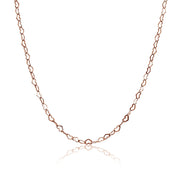 Rose Gold Flashed Sterling Silver Heart Link Chain Necklace, 24 Inches