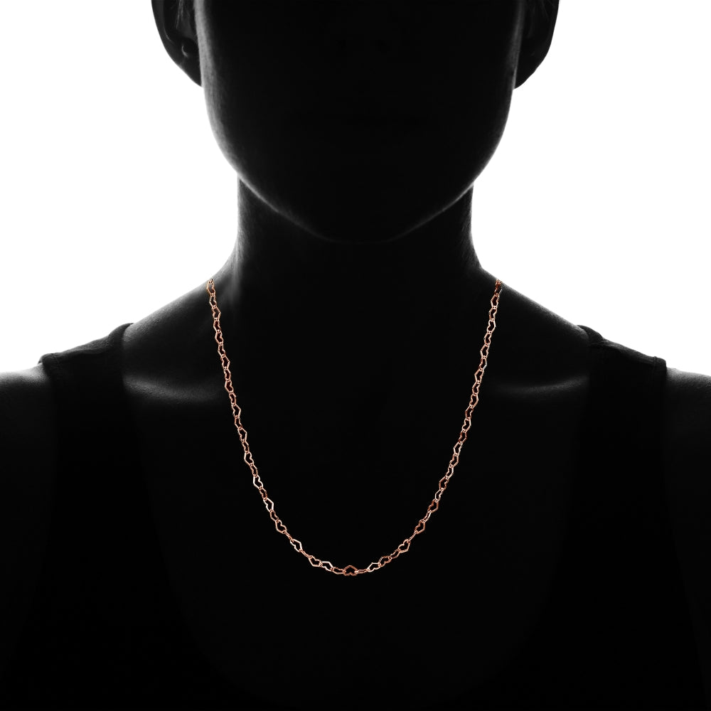 Rose Gold Flashed Sterling Silver Heart Link Chain Necklace, 24 Inches-3