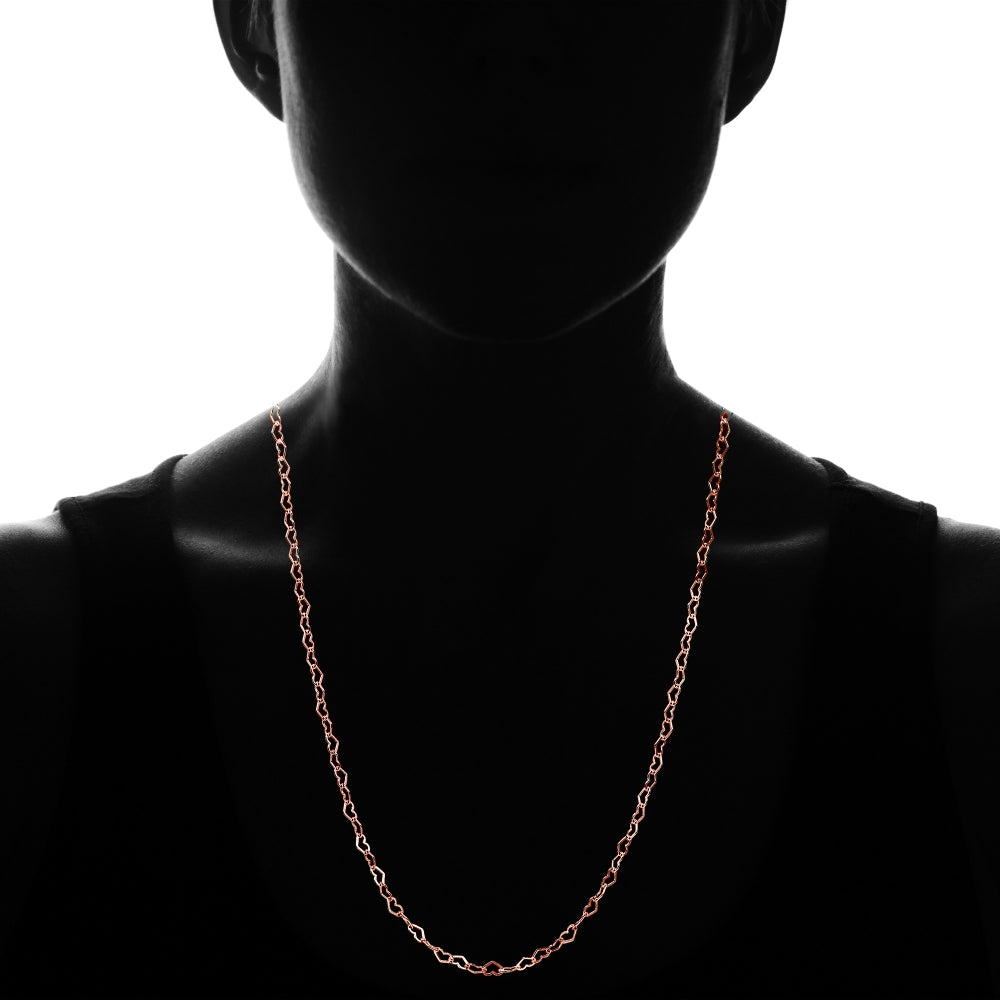 Rose Gold Flashed Sterling Silver Heart Link Chain Necklace, 30 Inches-3