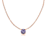 Rose Gold Flashed Sterling Silver Small Dainty Round Created Alexandrite Choker Necklace