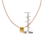 Rose Gold Flashed Sterling Silver Small Dainty Round Citrine Choker Necklace