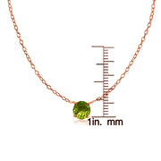 Rose Gold Flashed Sterling Silver Small Dainty Round Peridot Choker Necklace