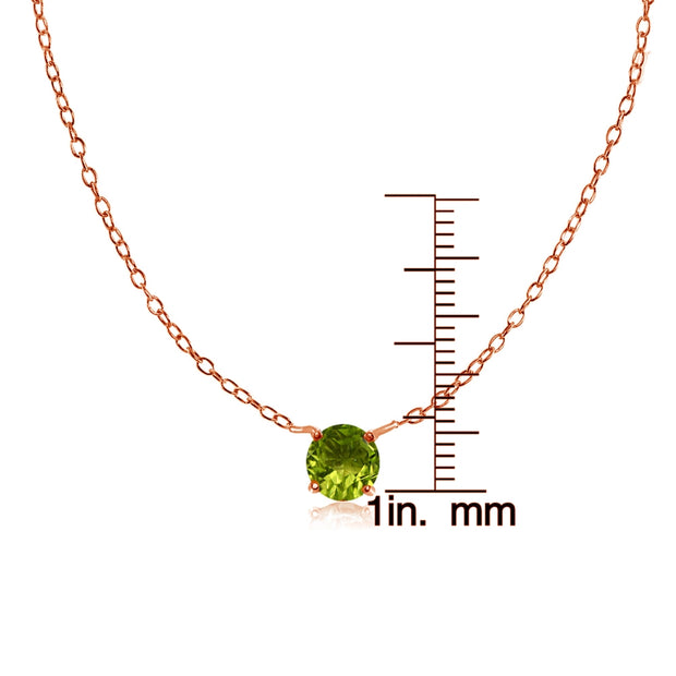 Rose Gold Flashed Sterling Silver Small Dainty Round Peridot Choker Necklace
