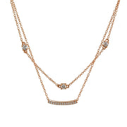 Rose Gold Flashed Sterling Silver Cubic Zirconia Bar Layered Choker Necklace