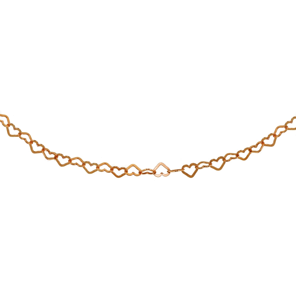 Rose Gold Flashed Sterling Silver Open Heart Italian Chain Choker Necklace-3