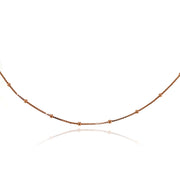Rose Gold Flashed Sterling Silver Italian Box Chain with Station Beads Dainty Choker Necklace
